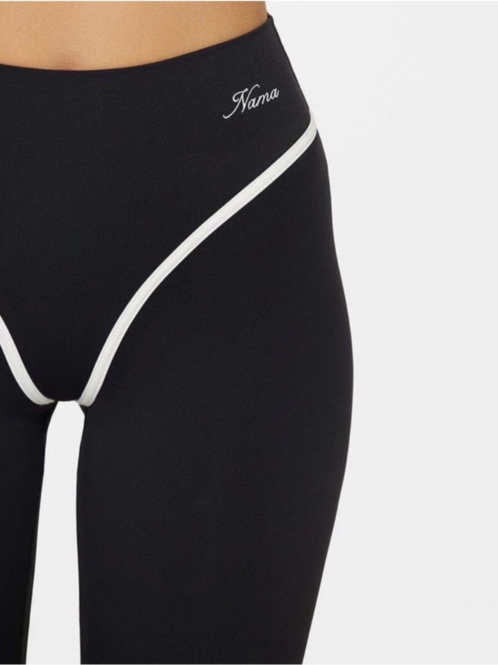 Nama Women’s Black High-Rise leggings with White Trim Worn once.